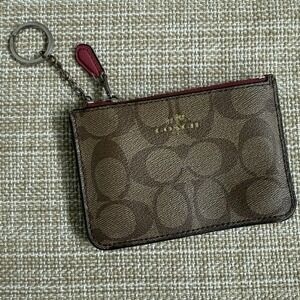 Coach Signature Brown and Red Key Holder